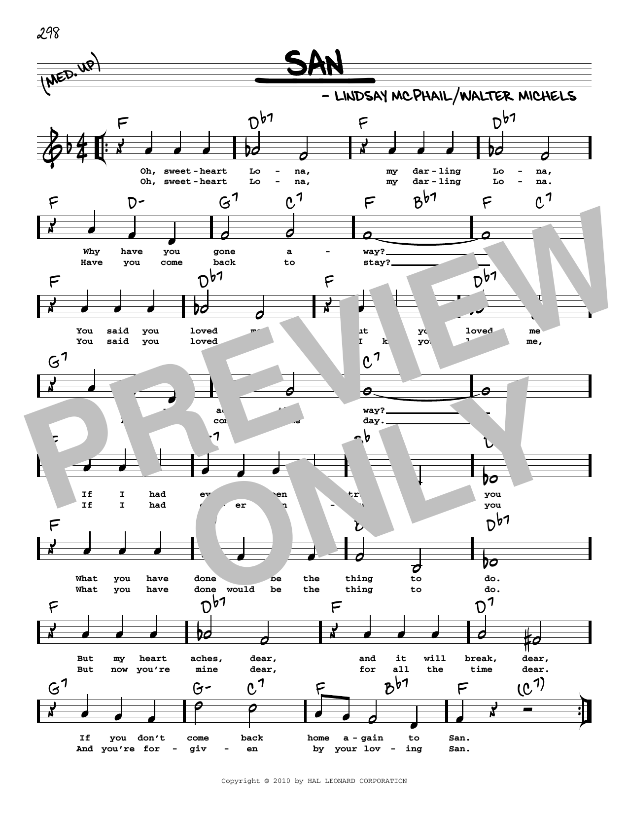 Lindsay McPhail San (arr. Robert Rawlins) sheet music notes and chords arranged for Real Book – Melody, Lyrics & Chords