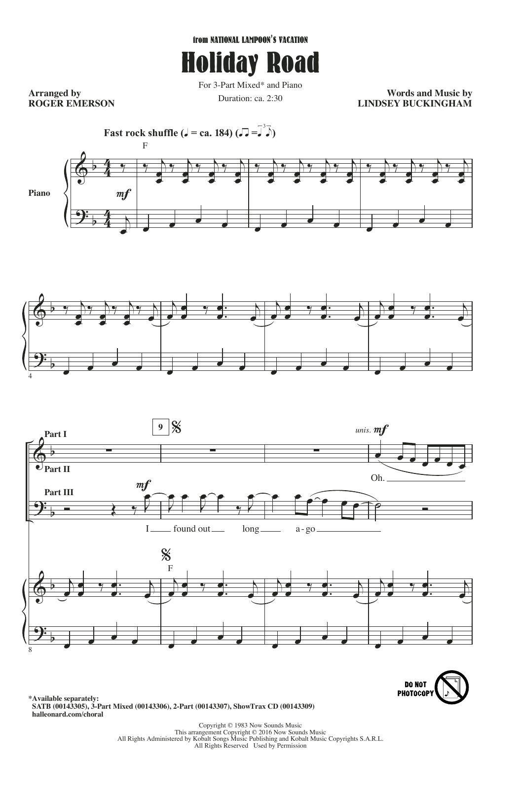 Lindsey Buckingham Holiday Road (arr. Roger Emerson) sheet music notes and chords. Download Printable PDF.