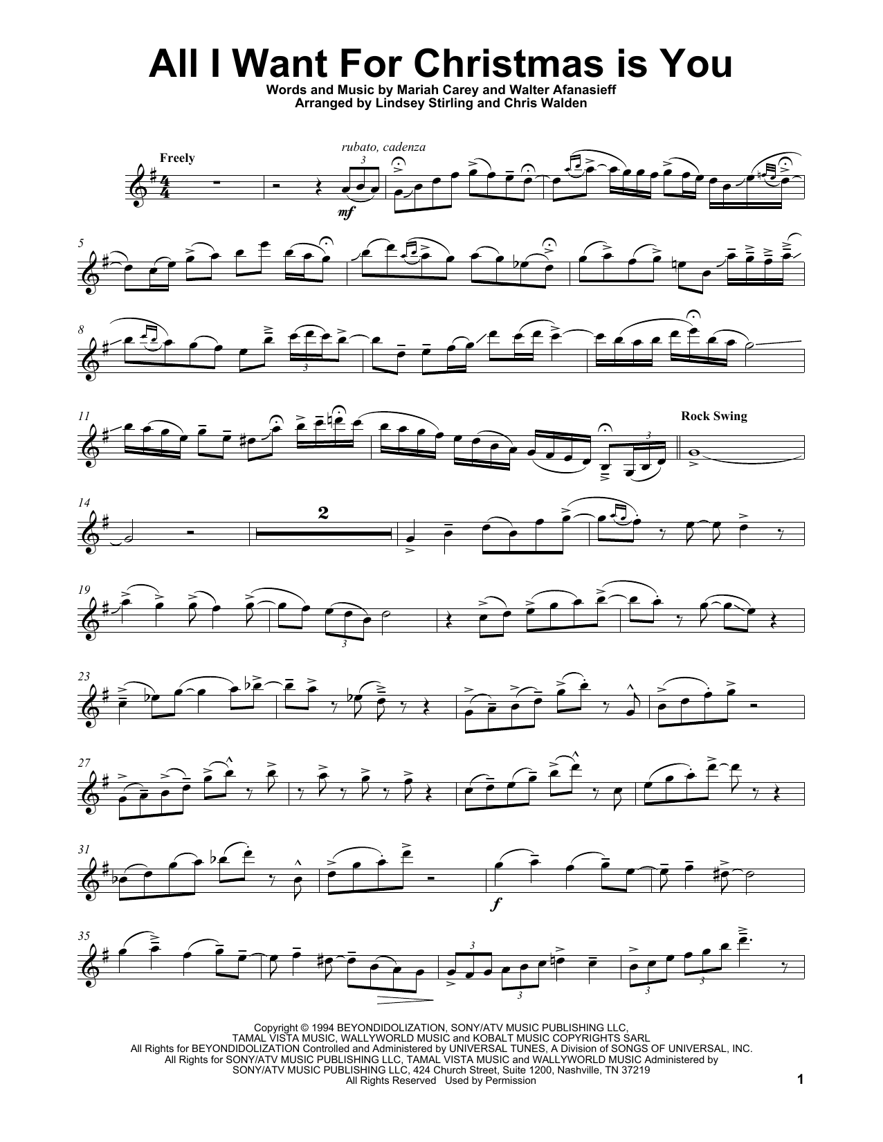 Learn to play Lindsey Stirling All I Want For Christmas Is You sheet music for Violin Solo in minutes. Price: 6.9900$ Lindsey Stirling All I Want For Christmas Is You sheet music notes and chords arranged for Violin Solo