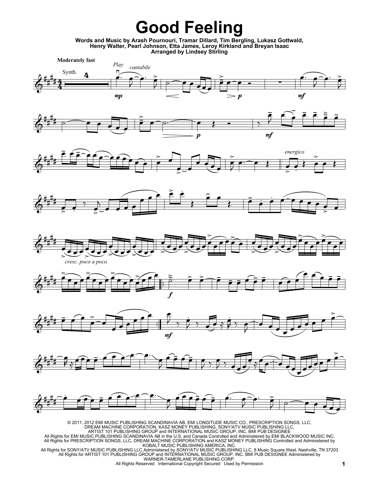 Learn to play Lindsey Stirling Good Feeling sheet music for Violin Solo in minutes. Price: 6.9900$ Lindsey Stirling Good Feeling sheet music notes and chords arranged for Violin Solo