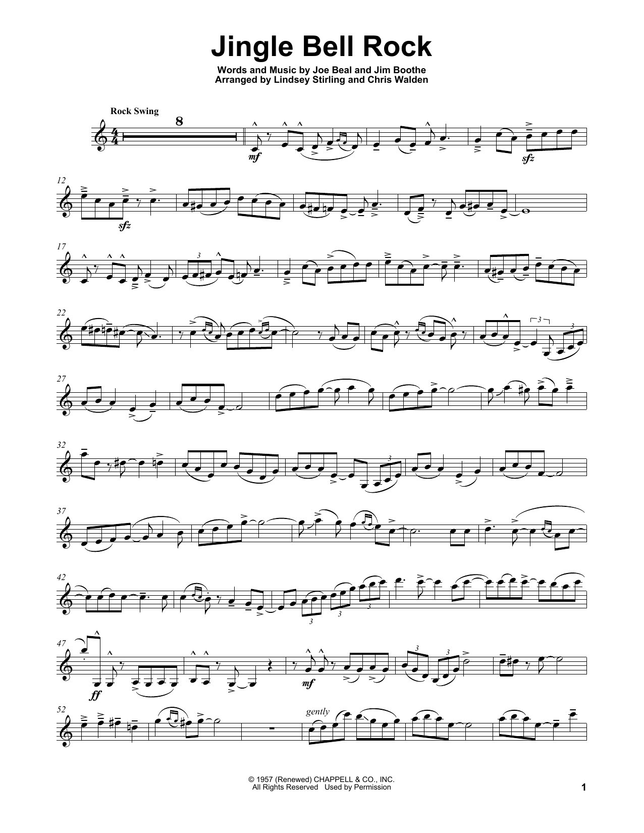 Lindsey Stirling Jingle Bell Rock sheet music notes and chords. Download Printable PDF.