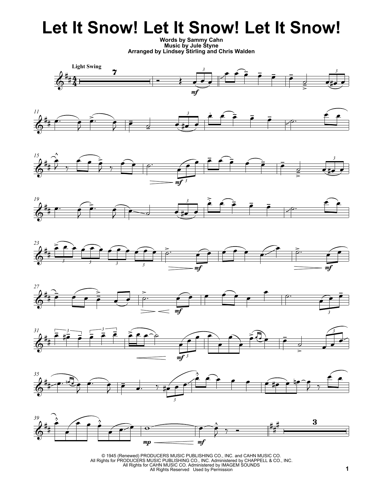 Lindsey Stirling Let It Snow! Let It Snow! Let It Snow! sheet music notes and chords. Download Printable PDF.