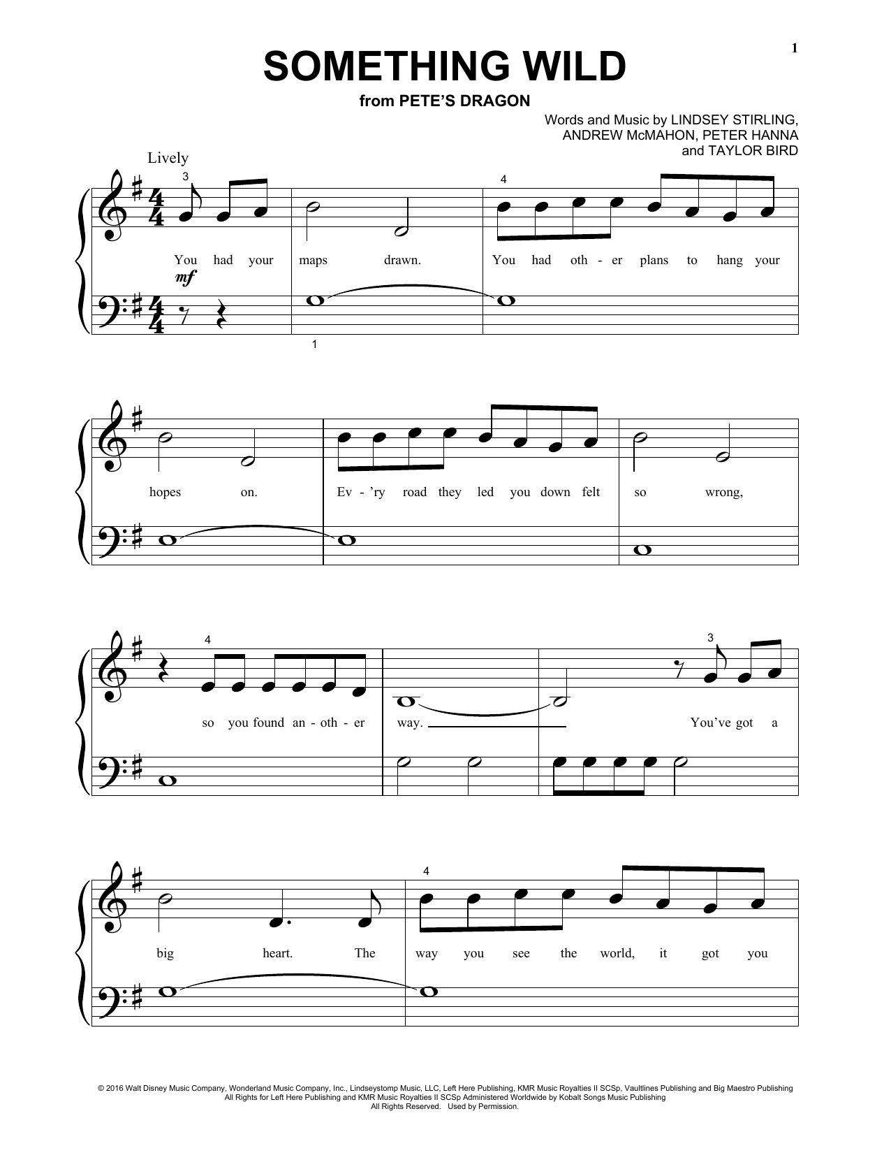 Learn to play Lindsey Stirling Something Wild (from the Motion Picture Pete's Dragon) sheet music for Beginning Piano Solo in minutes. Price: 6.9900$ Lindsey Stirling Something Wild (from the Motion Picture Pete's Dragon) sheet music notes and chords arranged for Beginning Piano Solo