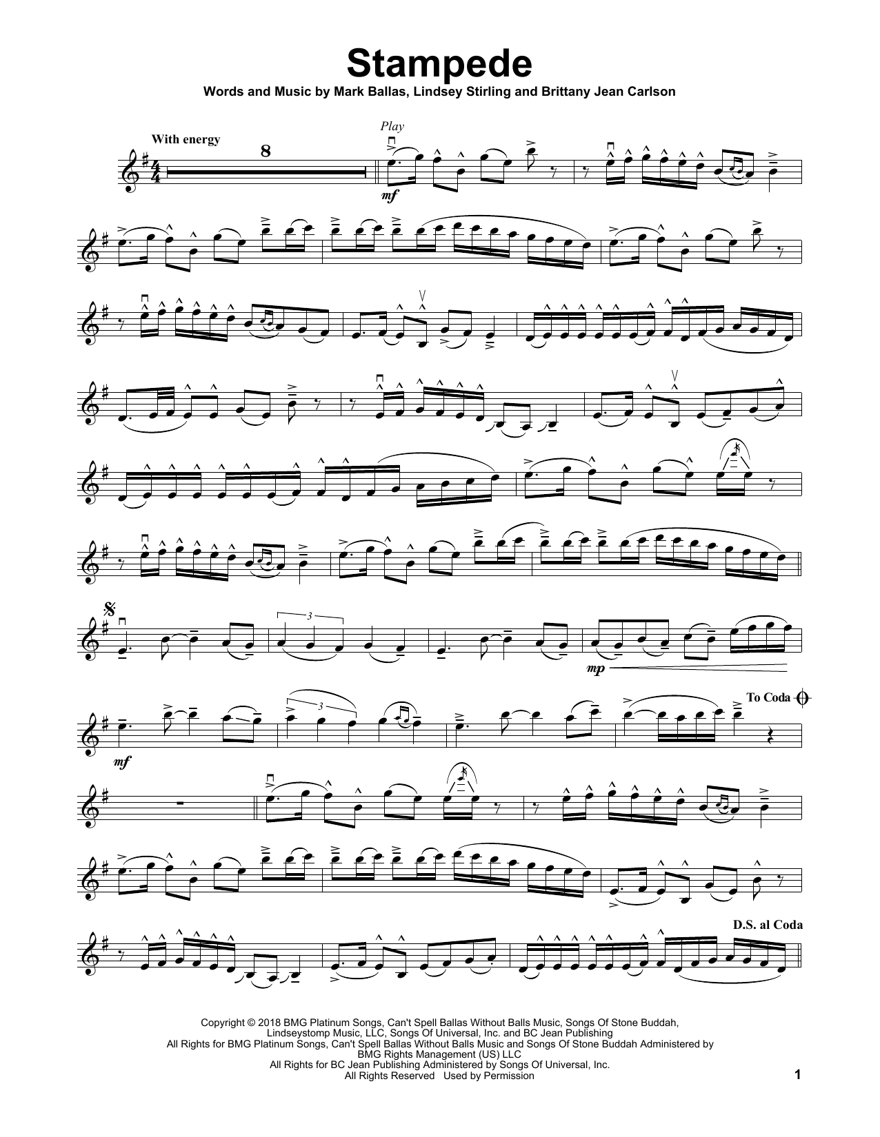 Lindsey Stirling Stampede sheet music notes and chords. Download Printable PDF.