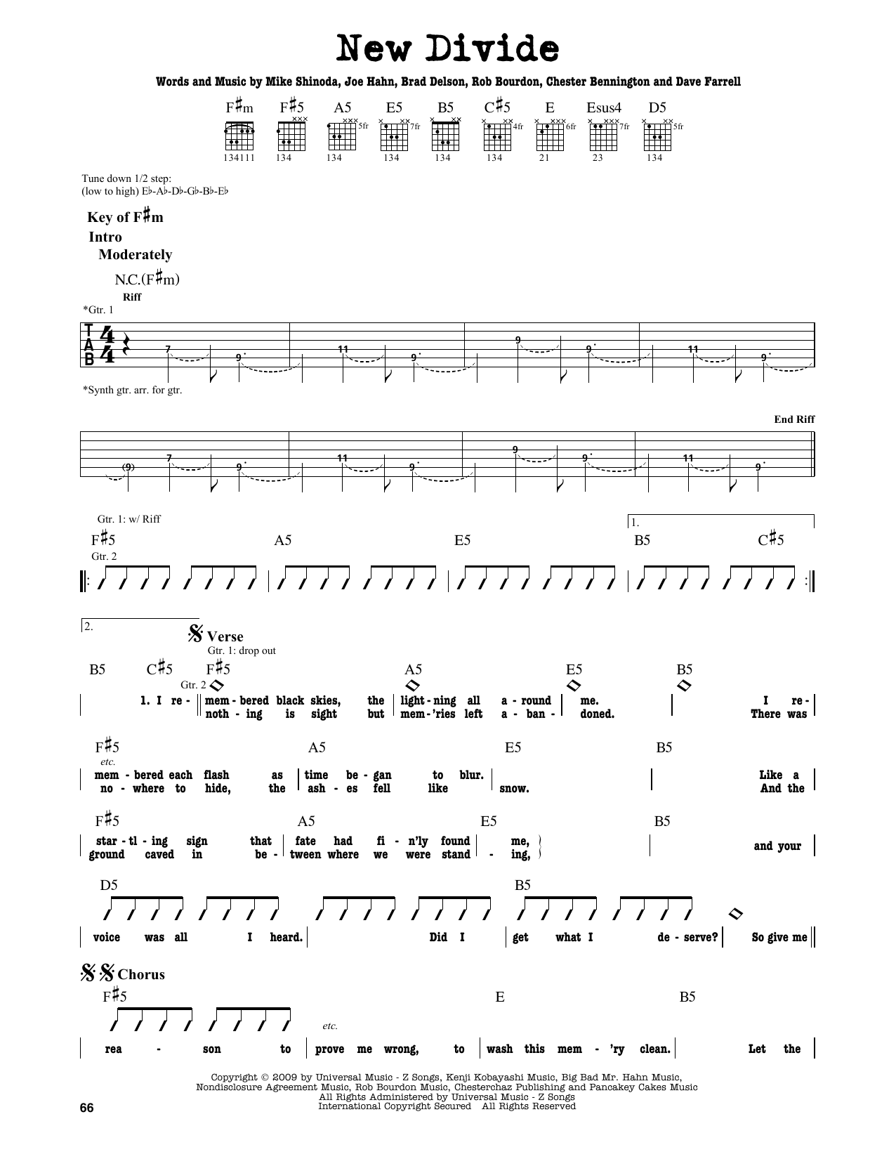 Linkin Park New Divide sheet music notes and chords. Download Printable PDF.