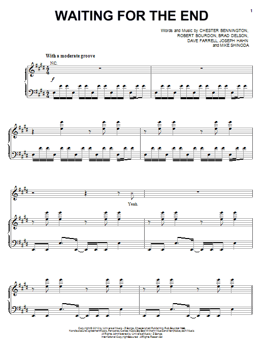 Linkin Park Waiting For The End sheet music notes and chords arranged for Piano, Vocal & Guitar Chords (Right-Hand Melody)