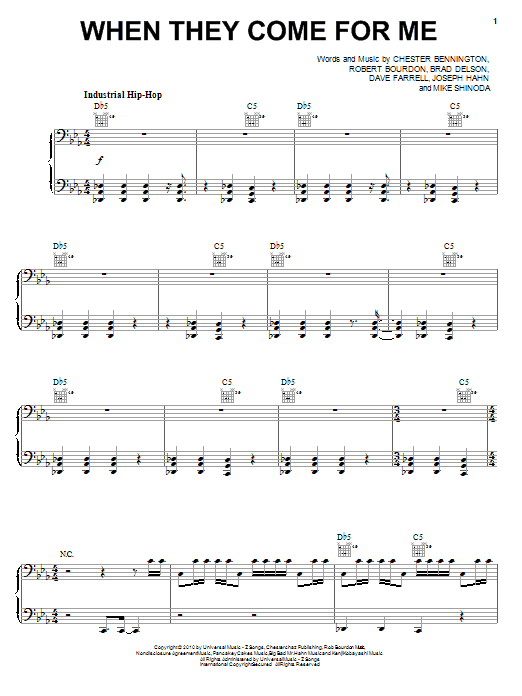 Learn to play Linkin Park When They Come For Me sheet music for Piano, Vocal & Guitar Chords (Right-Hand Melody) in minutes. Price: 7.8900$ Linkin Park When They Come For Me sheet music notes and chords arranged for Piano, Vocal & Guitar Chords (Right-Hand Melody)