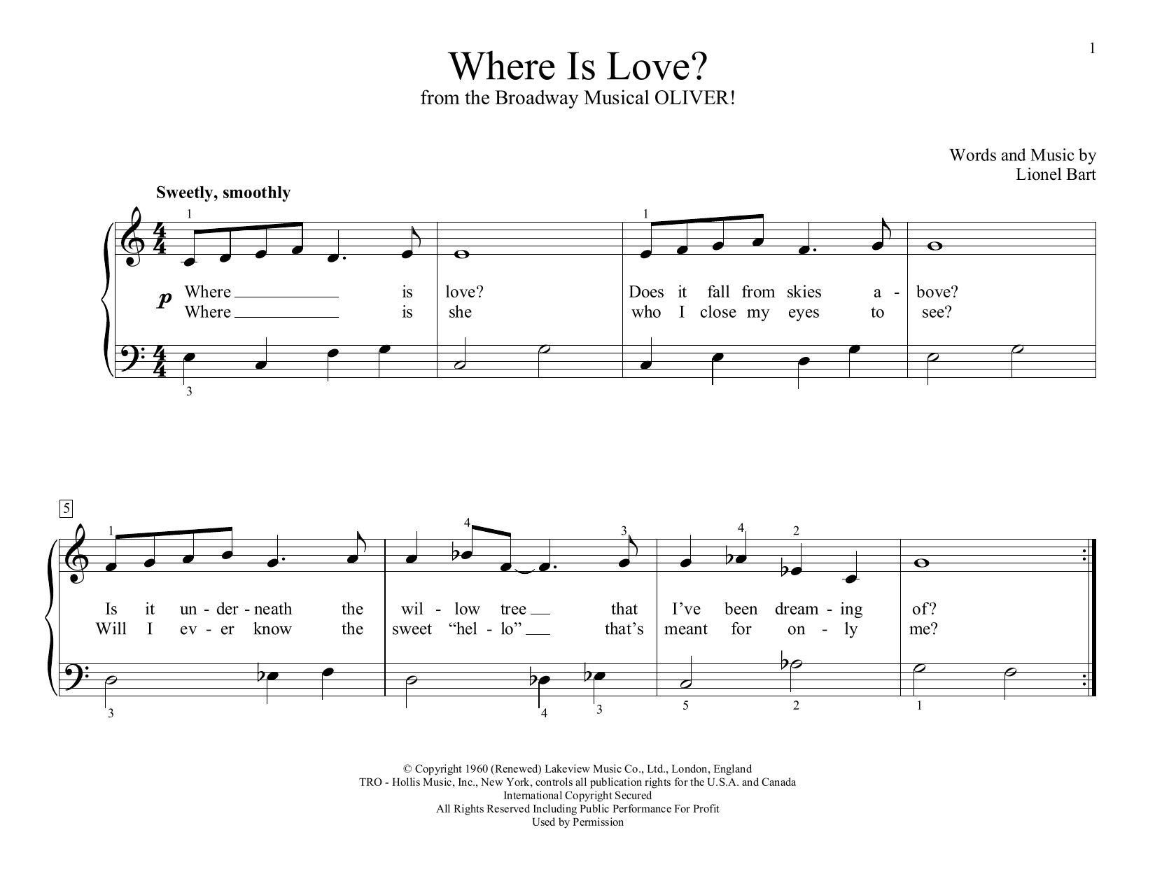 Lionel Bart Where Is Love? (from Oliver!) (arr. Christopher Hussey) sheet music notes and chords. Download Printable PDF.