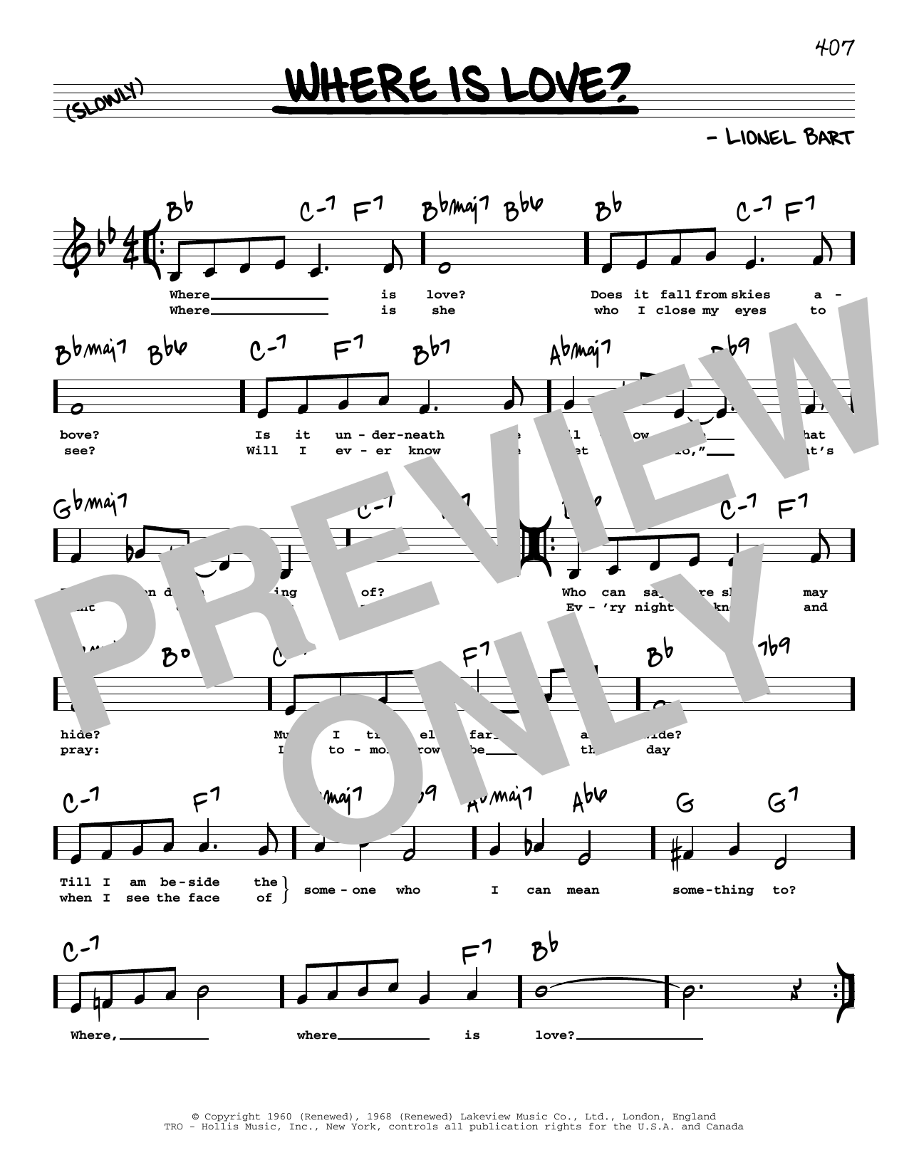 Learn to play Lionel Bart Where Is Love? (Low Voice) sheet music for Real Book – Melody, Lyrics & Chords in minutes. Price: 5.9900$ Lionel Bart Where Is Love? (Low Voice) sheet music notes and chords arranged for Real Book – Melody, Lyrics & Chords