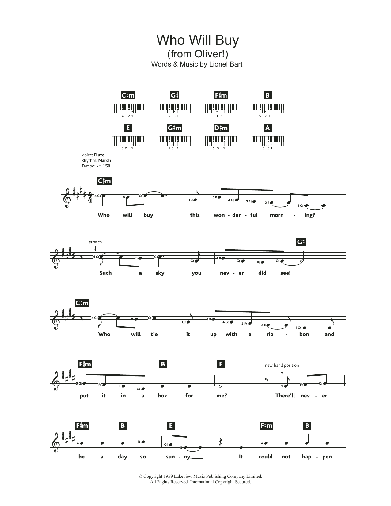 Lionel Bart Who Will Buy (from Oliver!) sheet music notes and chords. Download Printable PDF.