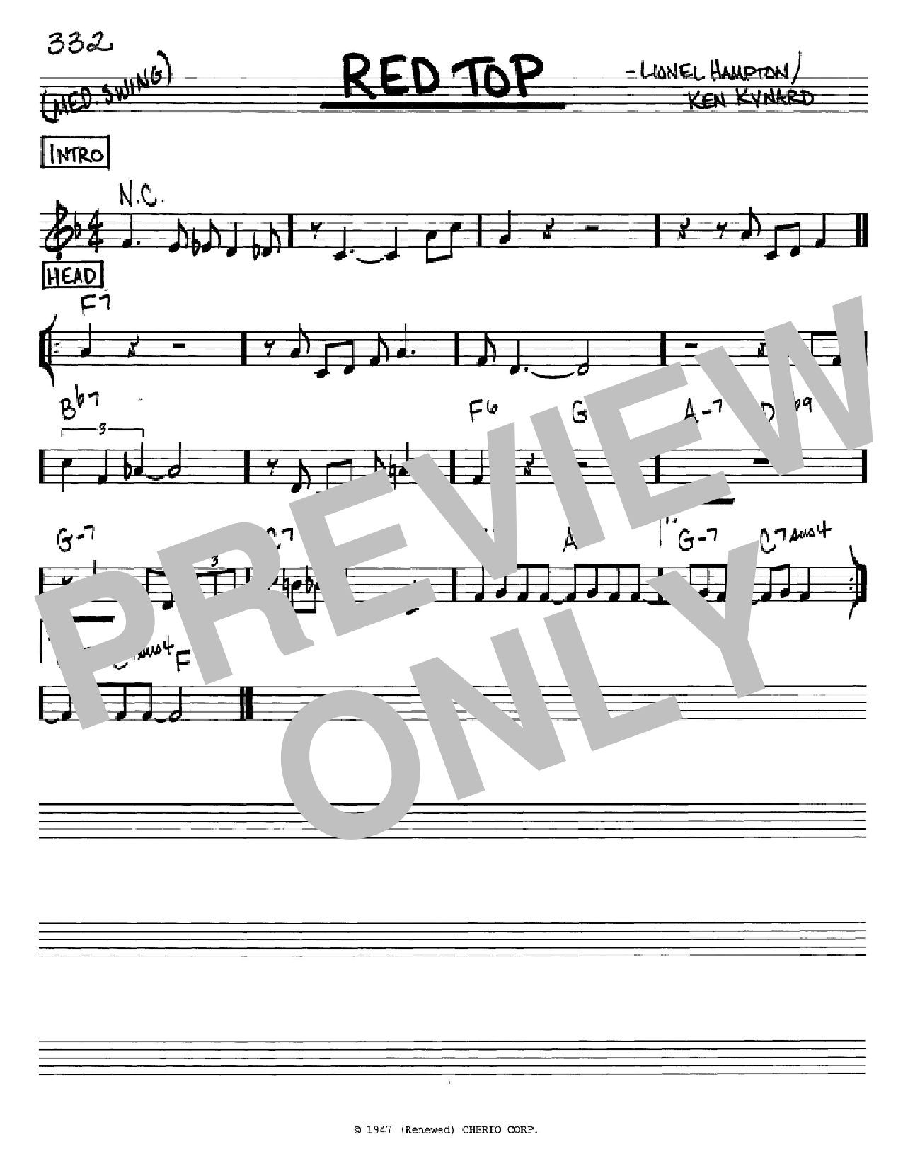 Lionel Hampton Red Top sheet music notes and chords. Download Printable PDF.