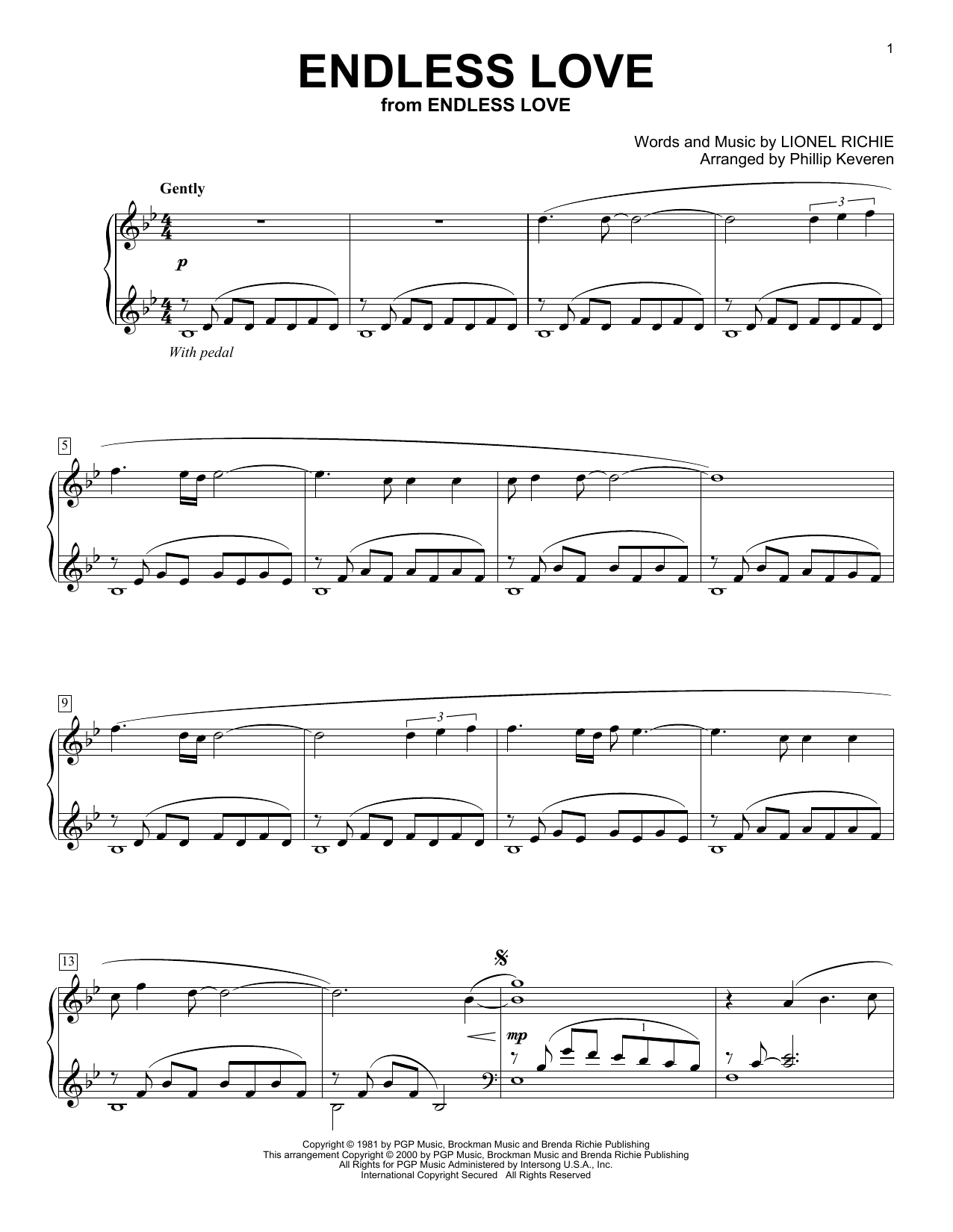 Learn to play Lionel Richie & Diana Ross Endless Love (arr. Phillip Keveren) sheet music for Piano Solo in minutes. Price: 7.8900$ Lionel Richie & Diana Ross Endless Love (arr. Phillip Keveren) sheet music notes and chords arranged for Piano Solo
