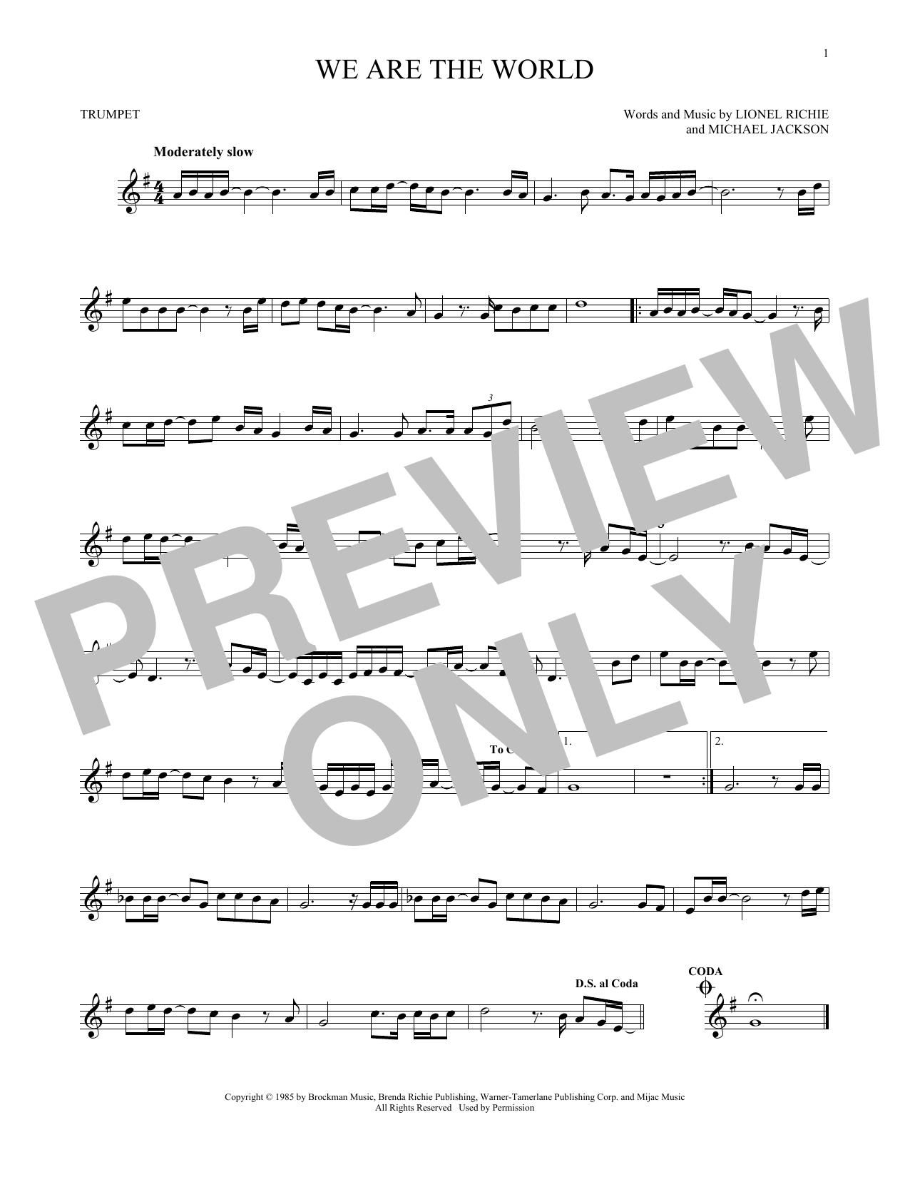 USA For Africa We Are The World sheet music notes and chords. Download Printable PDF.