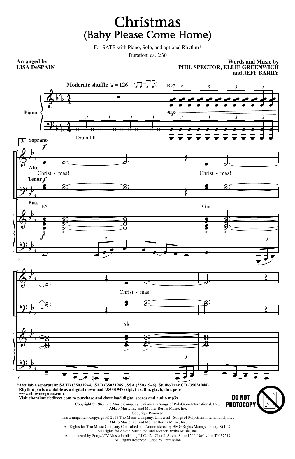 Lisa DeSpain Christmas (Baby Please Come Home) sheet music notes and chords. Download Printable PDF.