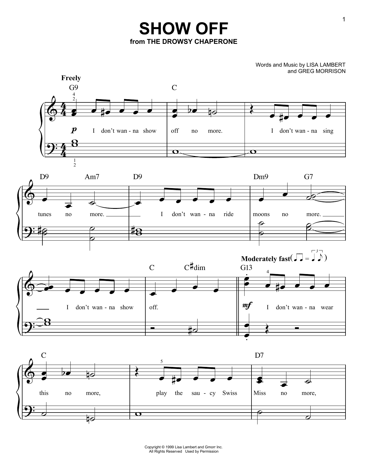 Lisa Lambert Show Off (from The Drowsy Chaperone) sheet music notes and chords. Download Printable PDF.