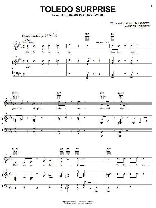 Lisa Lambert Toledo Surprise sheet music notes and chords arranged for Piano, Vocal & Guitar Chords (Right-Hand Melody)