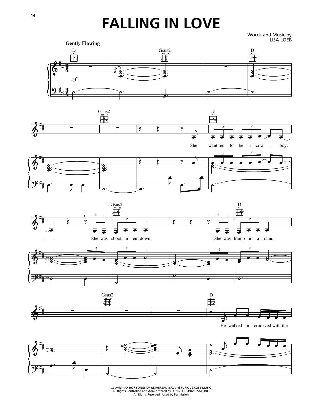 Learn to play Lisa Loeb Falling In Love sheet music for Piano, Vocal & Guitar Chords (Right-Hand Melody) in minutes. Price: 7.8900$ Lisa Loeb Falling In Love sheet music notes and chords arranged for Piano, Vocal & Guitar Chords (Right-Hand Melody)
