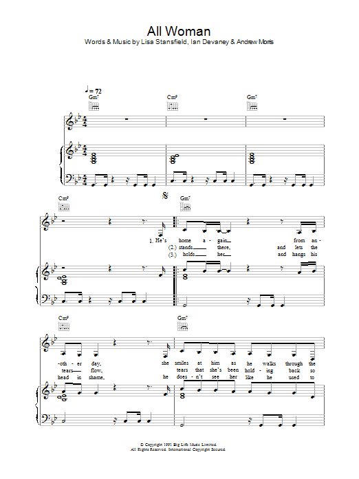 Learn to play Lisa Stansfield All Woman sheet music for Piano, Vocal & Guitar Chords in minutes. Price: 7.8900$ Lisa Stansfield All Woman sheet music notes and chords arranged for Piano, Vocal & Guitar Chords