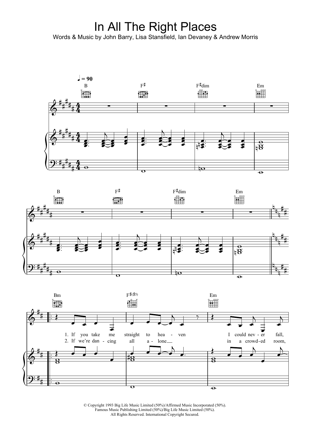 Lisa Stansfield In All The Right Places (from Indecent Proposal) sheet music notes and chords. Download Printable PDF.