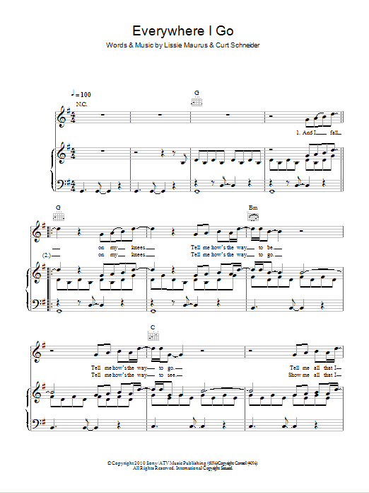 Learn to play Lissie Everywhere I Go sheet music for Piano, Vocal & Guitar Chords in minutes. Price: 7.8900$ Lissie Everywhere I Go sheet music notes and chords arranged for Piano, Vocal & Guitar Chords