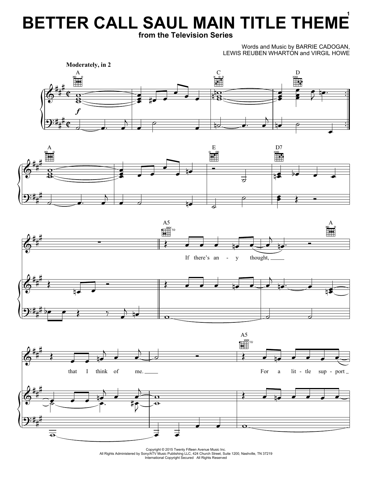 Little Barrie Better Call Saul Main Title Theme sheet music notes and chords. Download Printable PDF.