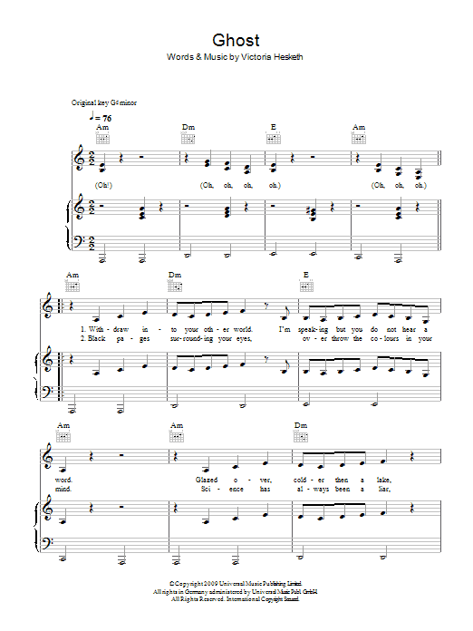 Learn to play Little Boots Ghost sheet music for Piano, Vocal & Guitar Chords in minutes. Price: 7.8900$ Little Boots Ghost sheet music notes and chords arranged for Piano, Vocal & Guitar Chords