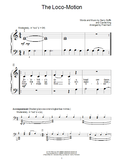 Fred Kern The Loco-Motion sheet music notes and chords arranged for Educational Piano