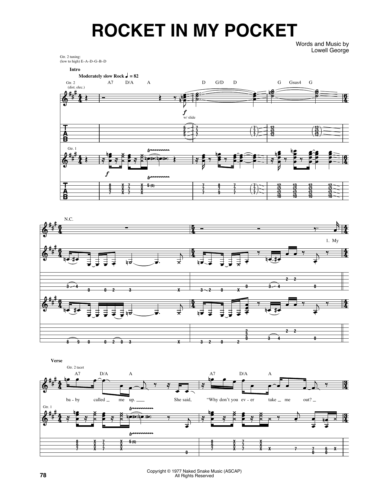 Learn to play Little Feat Rocket In My Pocket sheet music for Guitar Tab in minutes. Price: 7.8900$ Little Feat Rocket In My Pocket sheet music notes and chords arranged for Guitar Tab