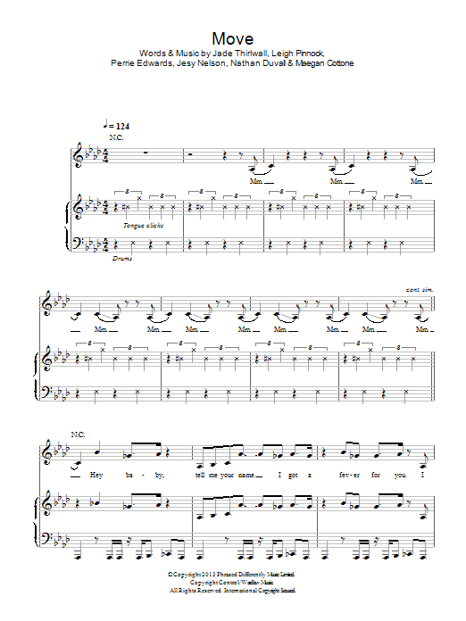 Learn to play Little Mix Move sheet music for Piano, Vocal & Guitar Chords in minutes. Price: 7.8900$ Little Mix Move sheet music notes and chords arranged for Piano, Vocal & Guitar Chords