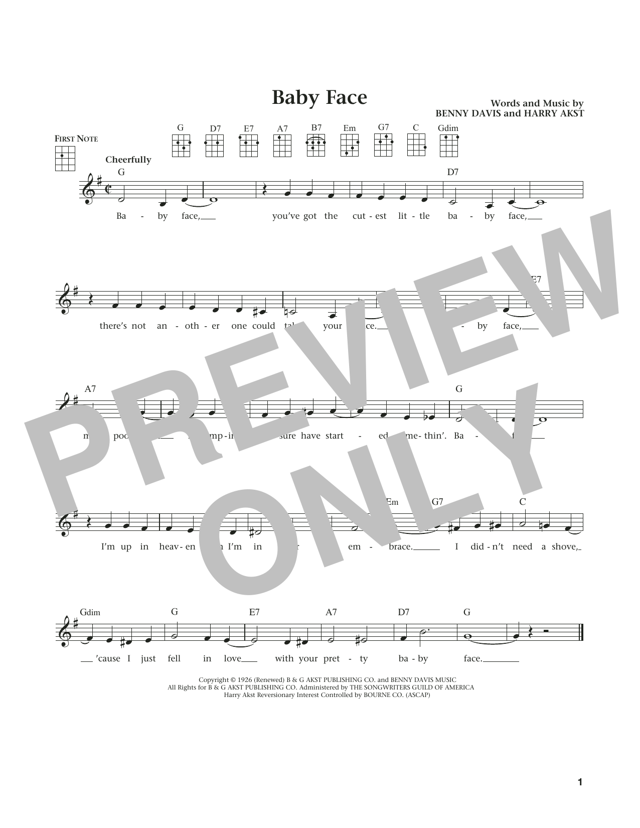 Little Richard Baby Face (from The Daily Ukulele) (arr. Liz and Jim Beloff) sheet music notes and chords. Download Printable PDF.