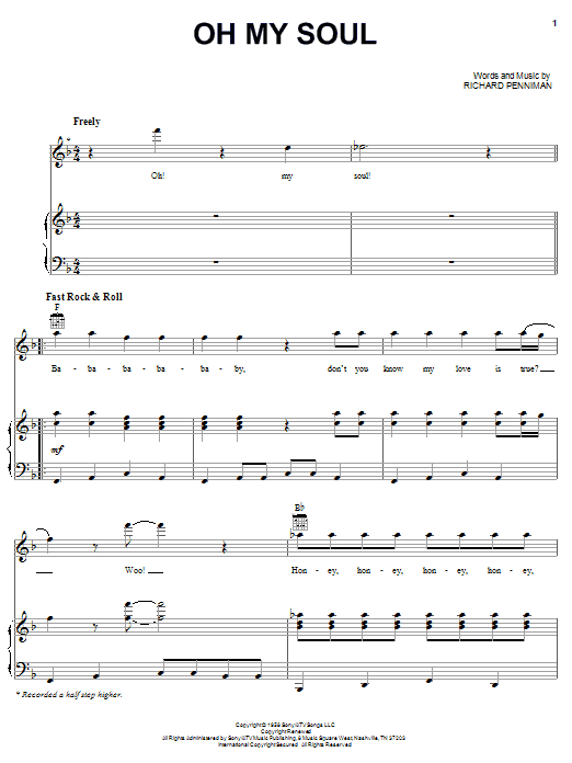 Little Richard Oh My Soul sheet music notes and chords arranged for Piano, Vocal & Guitar Chords (Right-Hand Melody)