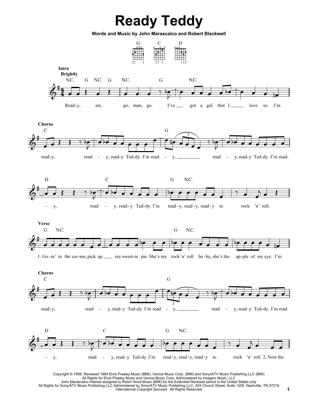 Little Richard Ready Teddy sheet music notes and chords. Download Printable PDF.