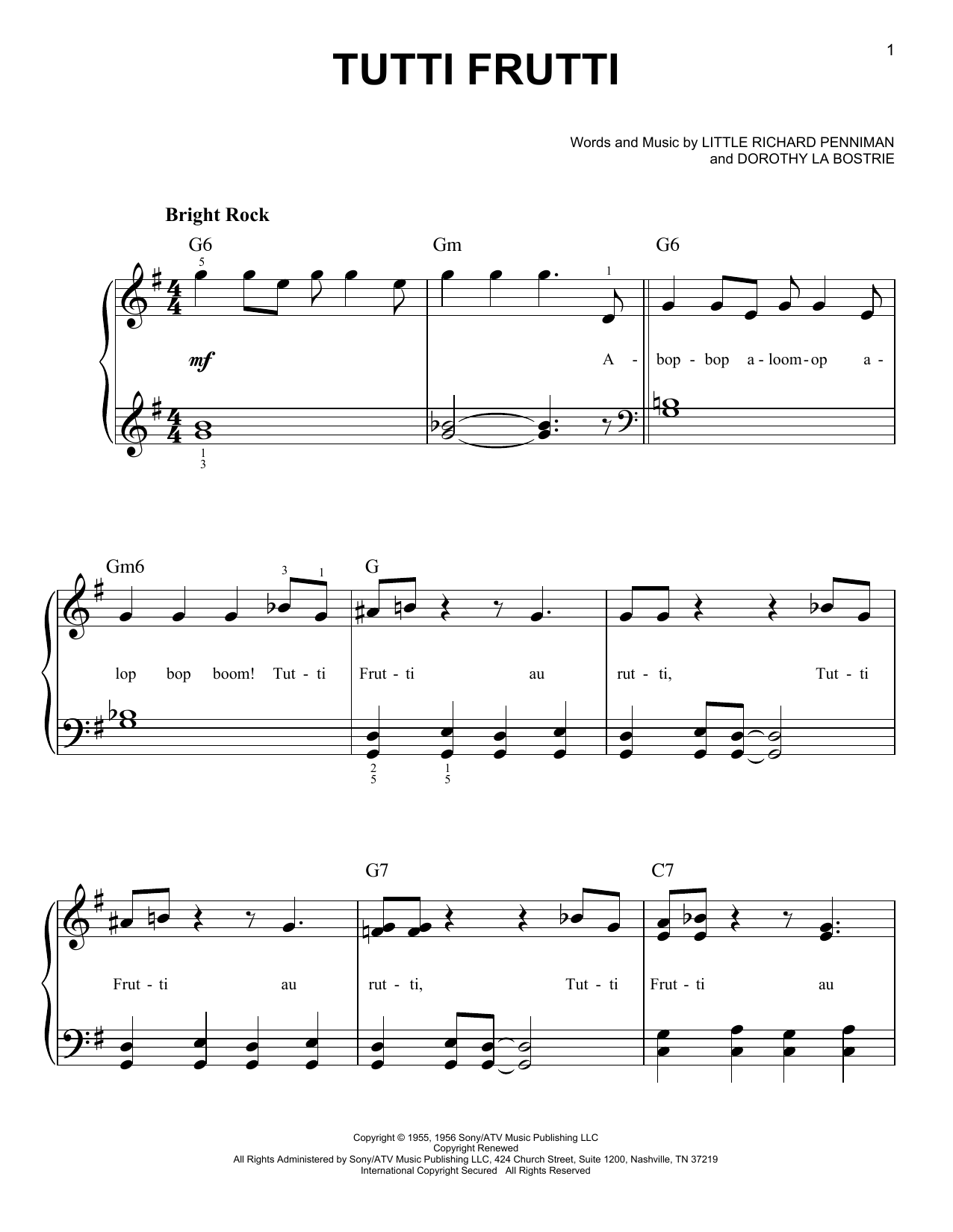 Little Richard Tutti Frutti sheet music notes and chords arranged for Ukulele