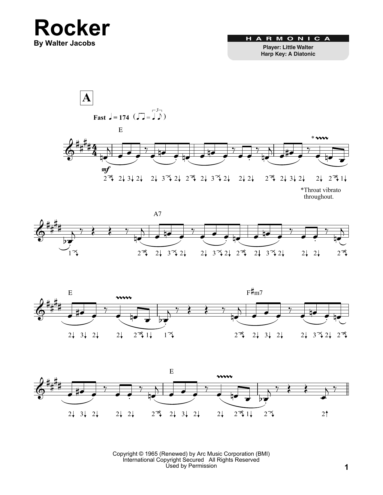 Little Walter Rocker sheet music notes and chords. Download Printable PDF.