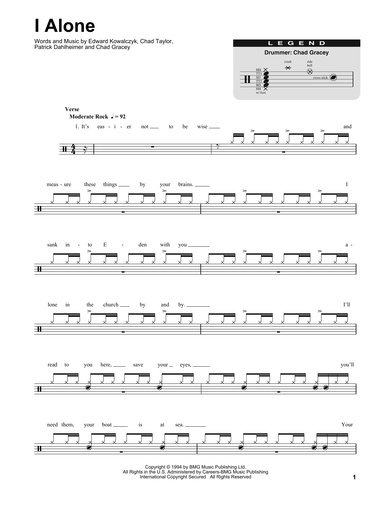 Live I Alone sheet music notes and chords. Download Printable PDF.