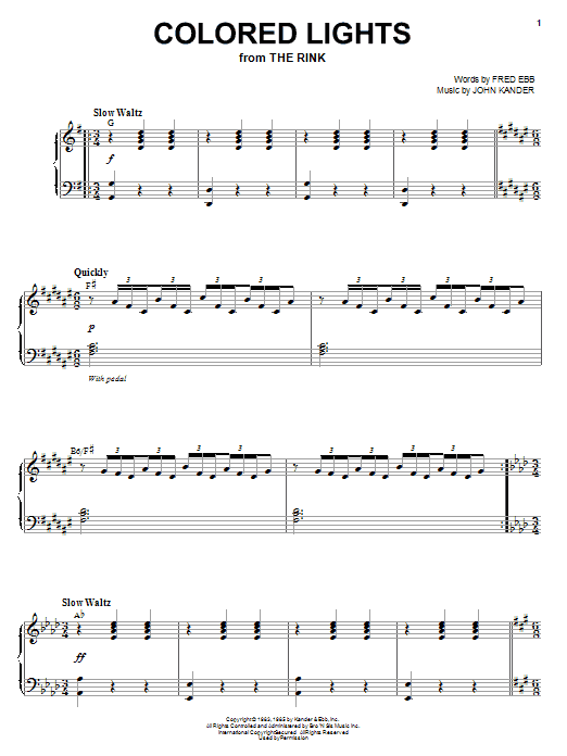 Learn to play Liza Minnelli Colored Lights sheet music for Piano & Vocal in minutes. Price: 7.8900$ Liza Minnelli Colored Lights sheet music notes and chords arranged for Piano & Vocal