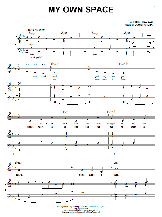 Liza Minnelli My Own Space sheet music notes and chords. Download Printable PDF.