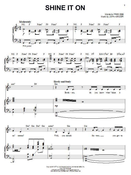 Learn to play Liza Minnelli Shine It On sheet music for Piano & Vocal in minutes. Price: 7.8900$ Liza Minnelli Shine It On sheet music notes and chords arranged for Piano & Vocal