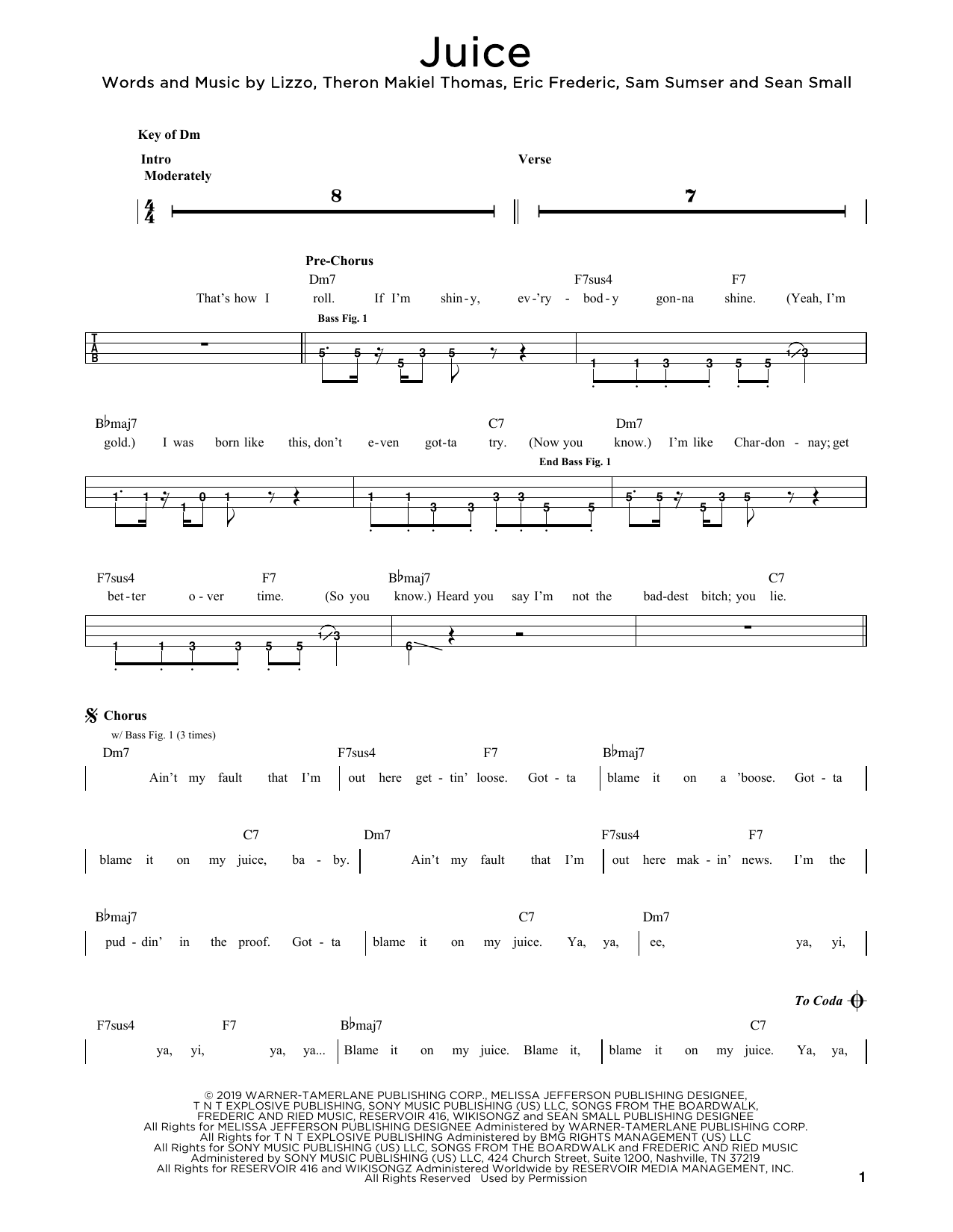 Lizzo Juice sheet music notes and chords. Download Printable PDF.