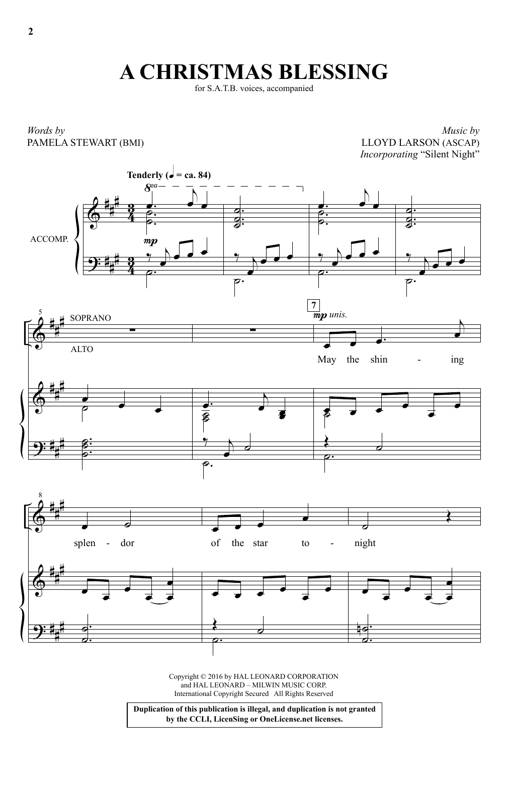 Lloyd Larson A Christmas Blessing sheet music notes and chords. Download Printable PDF.