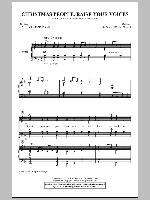 Lloyd Larson Christmas People, Raise Your Voices sheet music notes and chords. Download Printable PDF.