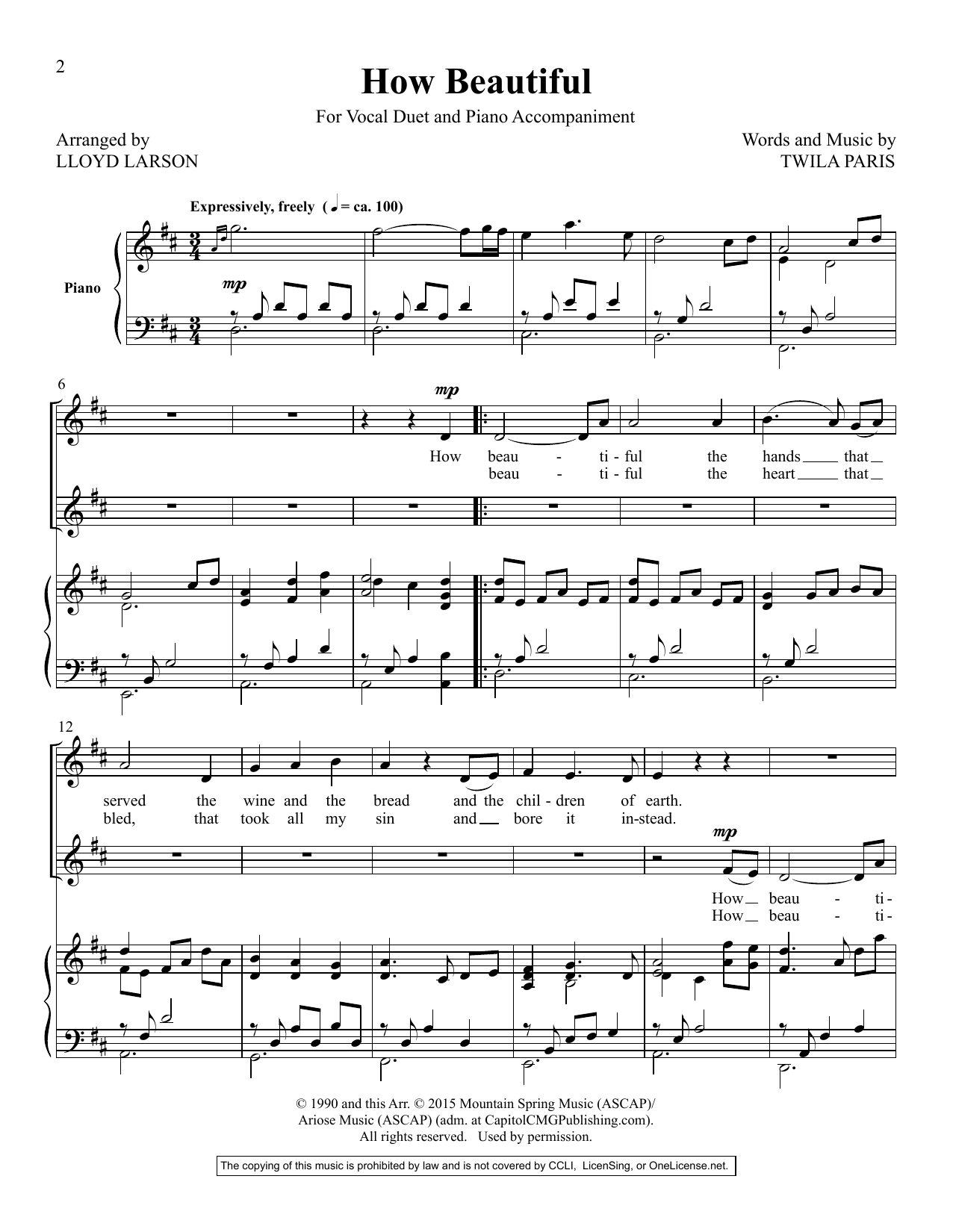 Lloyd Larson How Beautiful sheet music notes and chords. Download Printable PDF.