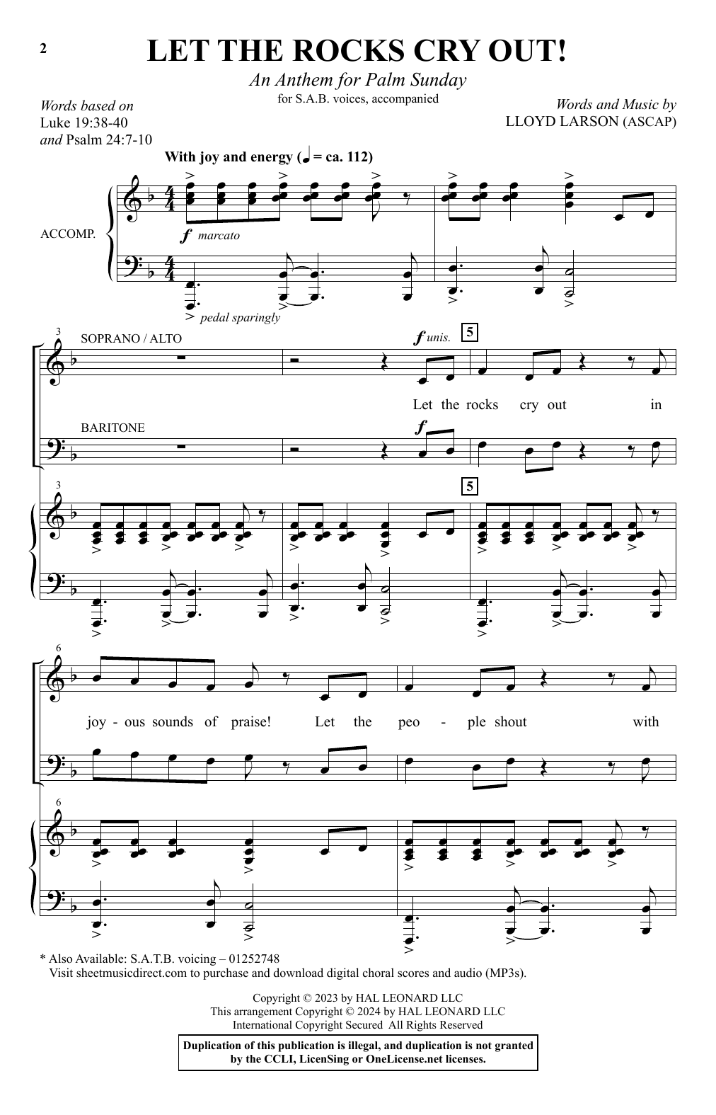 Lloyd Larson Let The Rocks Cry Out! (An Anthem For Palm Sunday) sheet music notes and chords. Download Printable PDF.