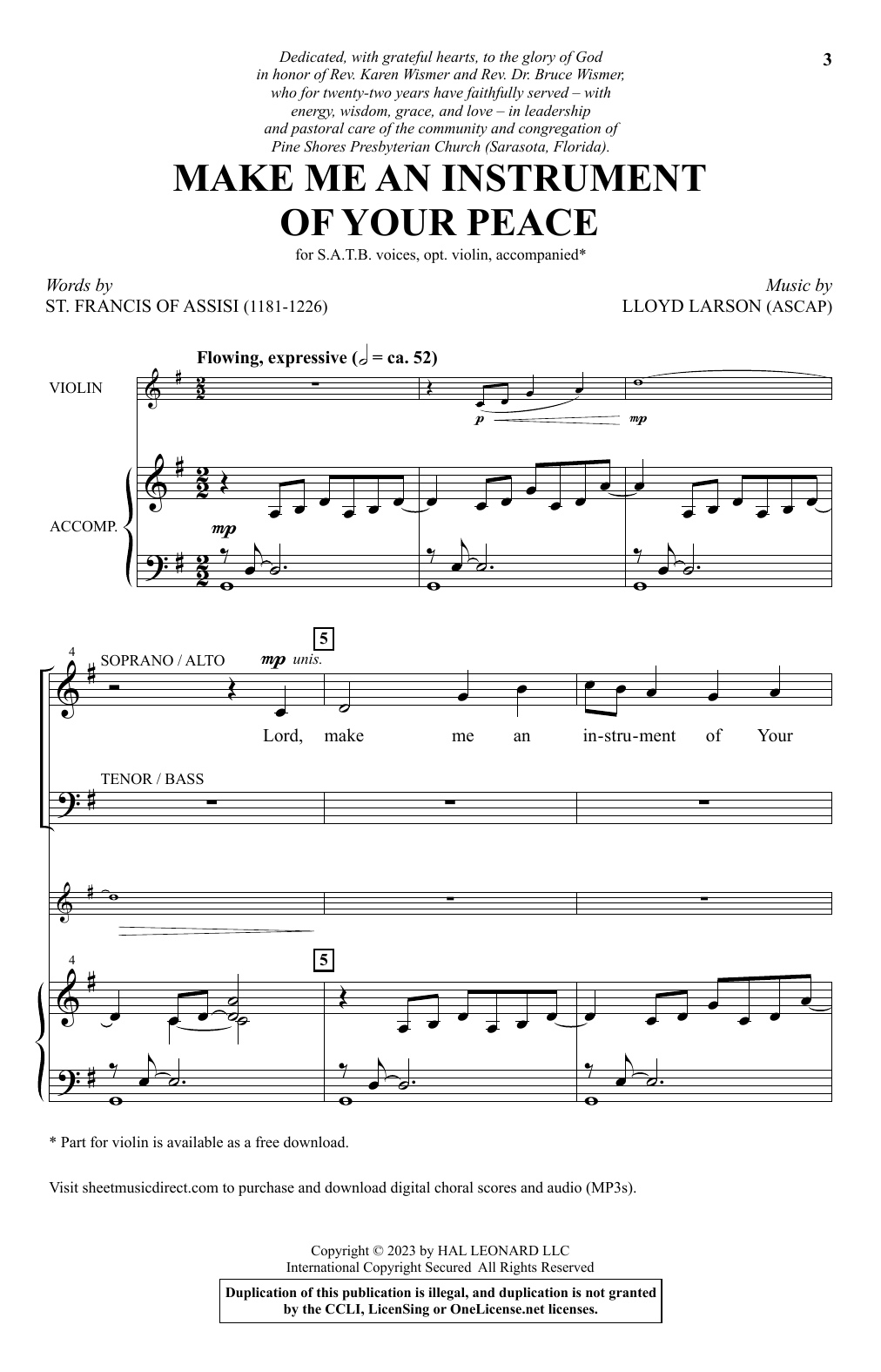 Lloyd Larson Make Me An Instrument Of Your Peace sheet music notes and chords. Download Printable PDF.