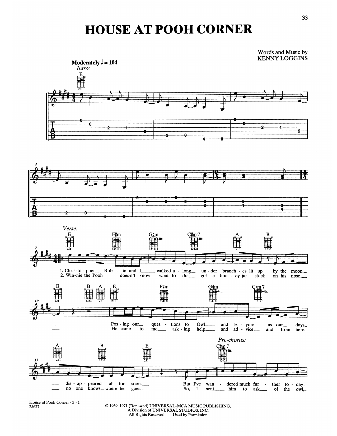 Loggins & Messina House At Pooh Corner sheet music notes and chords. Download Printable PDF.