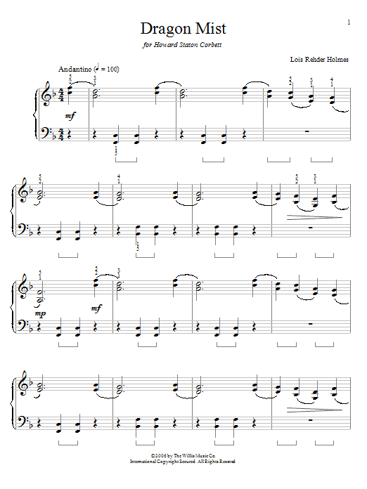 Lois Rehder Holmes Dragon Mist sheet music notes and chords arranged for Educational Piano