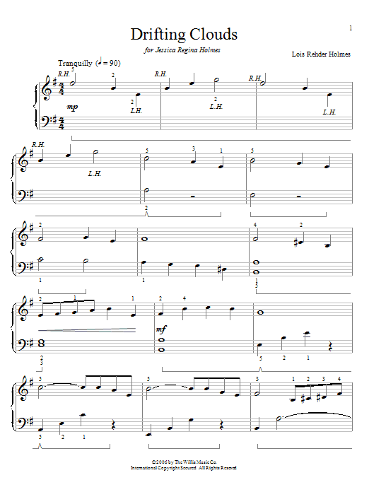 Learn to play Lois Rehder Holmes Drifting Clouds sheet music for Educational Piano in minutes. Price: 6.9900$ Lois Rehder Holmes Drifting Clouds sheet music notes and chords arranged for Educational Piano