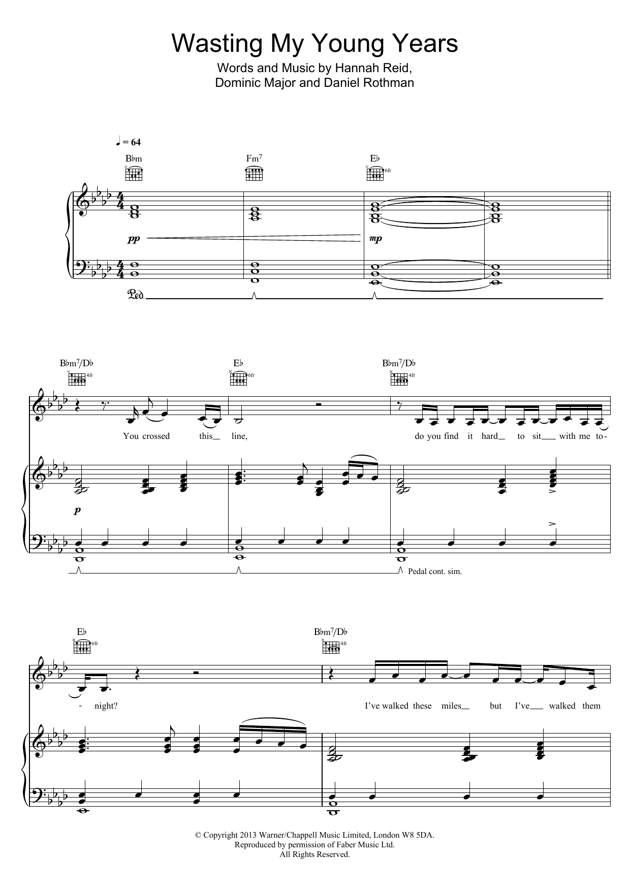 London Grammar Wasting My Young Years sheet music notes and chords. Download Printable PDF.