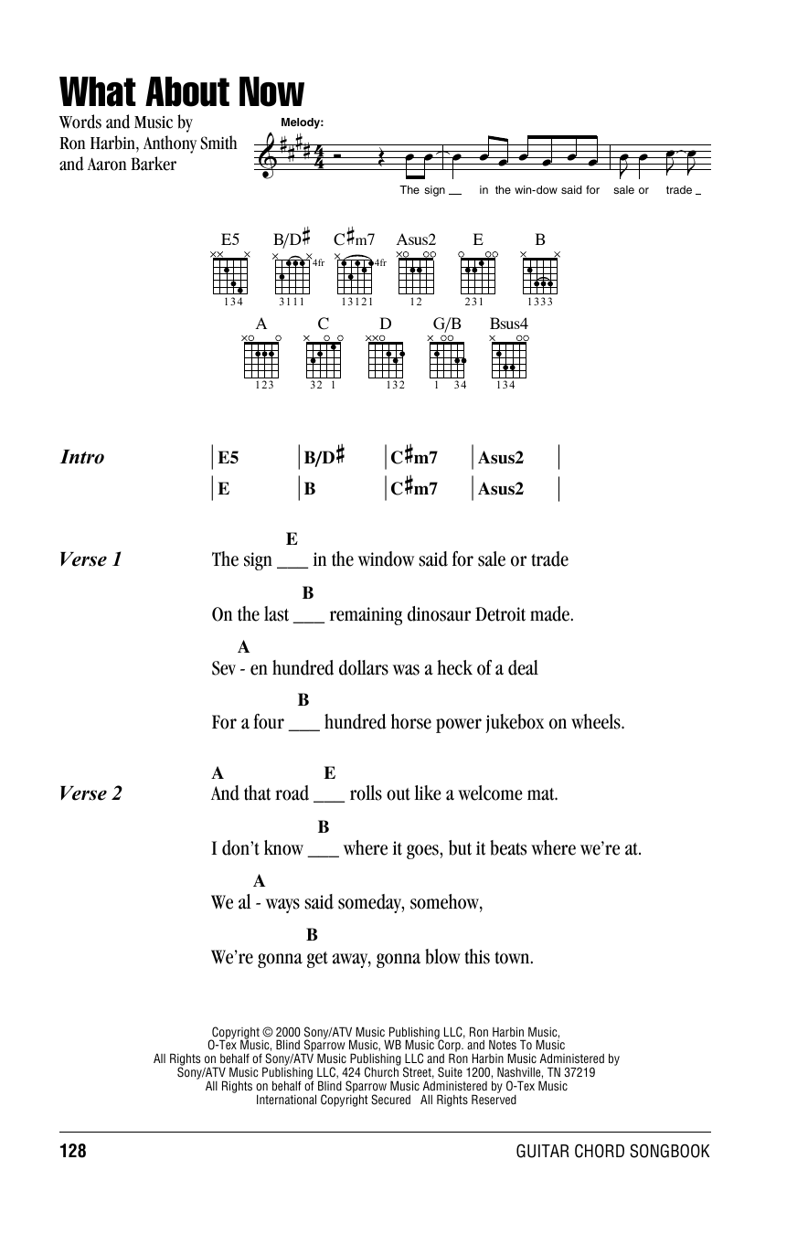 Lonestar What About Now sheet music notes and chords. Download Printable PDF.