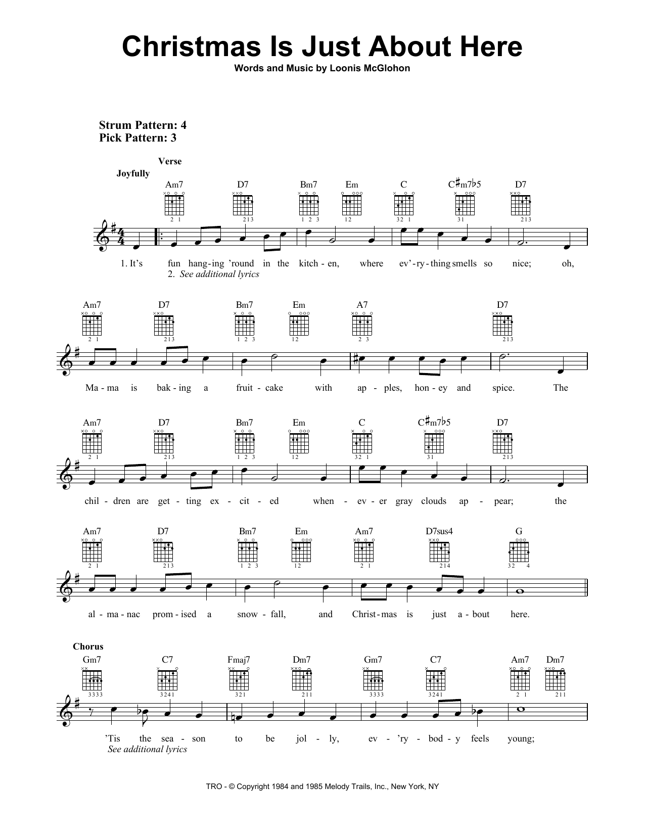 Loonis McGlohon Christmas Is Just About Here sheet music notes and chords. Download Printable PDF.